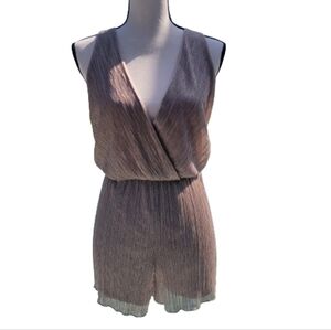 Charlotte Russe Size S Metallic V Neck Shorts Romper, Excellent Used Condition